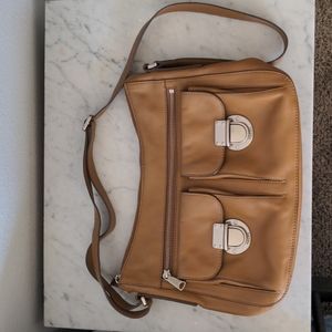 Fossil Brown Leather Crossbody Bag with Silver Hardware